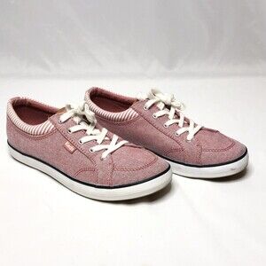 Keds Center Sneakers Shoes 6M Red Pink Stripe Low Top Dream Foam Lace Up WF61856